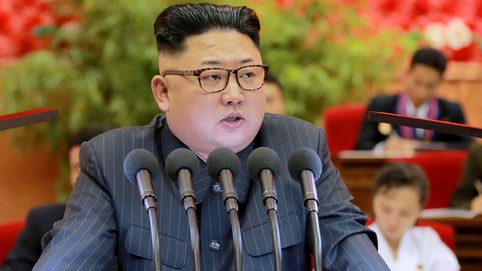 North Korean leader Kim Jong-Un delivers his speech during the 9th Congress of the Kim Il-Sung Socialist Youth League which was held in Pyongyang on 27 and 28 August