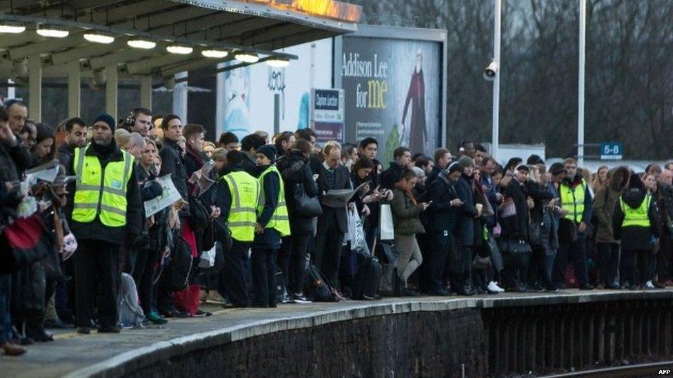 Rail passengers waiting for train