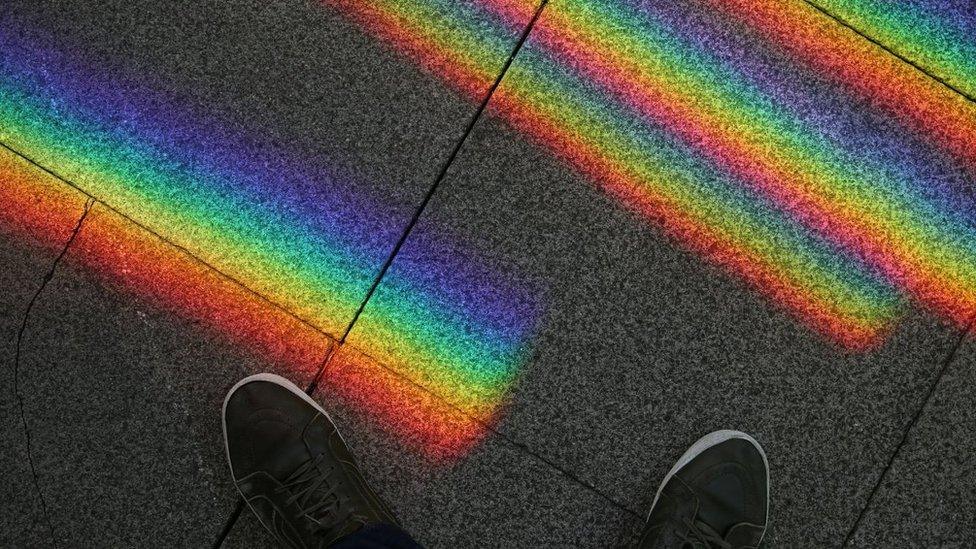 Rainbow on pavement