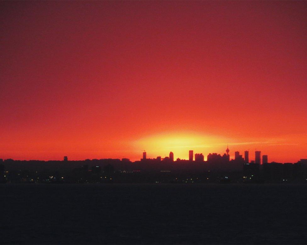 Istanbul's skyline as the sun sets