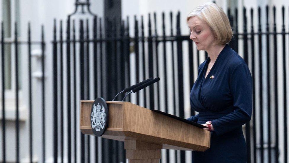 Liz Truss speaking in Downing Street on Thursday