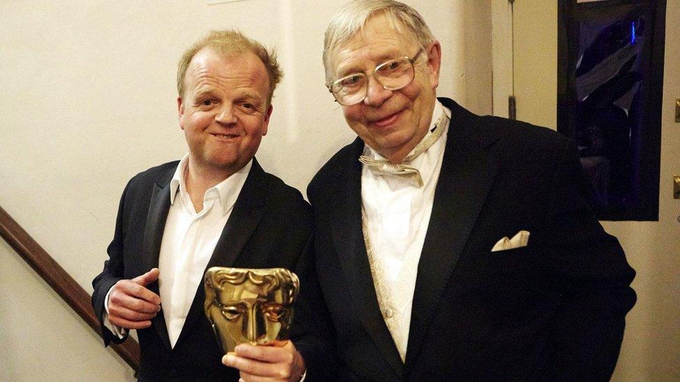 Actor Toby Jones and Neil Baldwin at the 2015 Bafta TV Awards