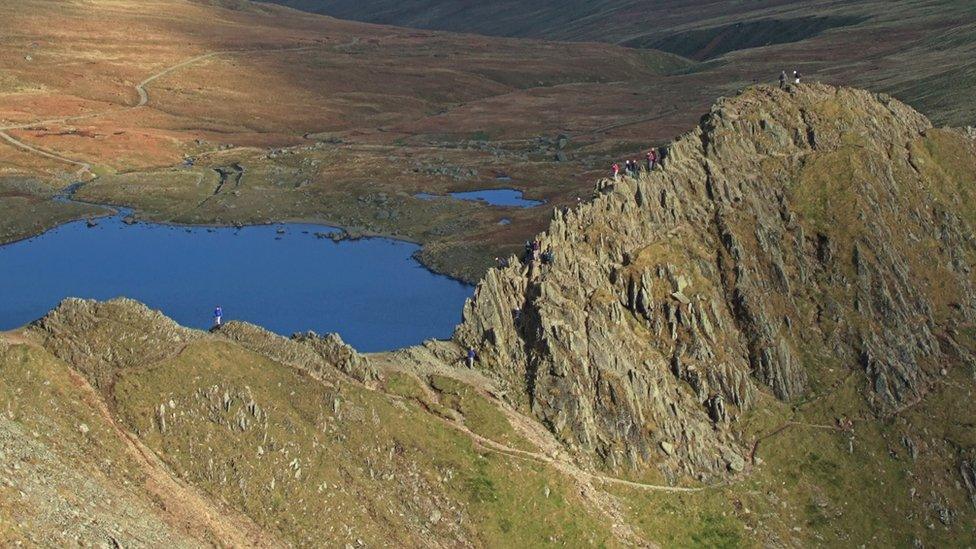 Scramblers on Striding Edge, Helvellyn