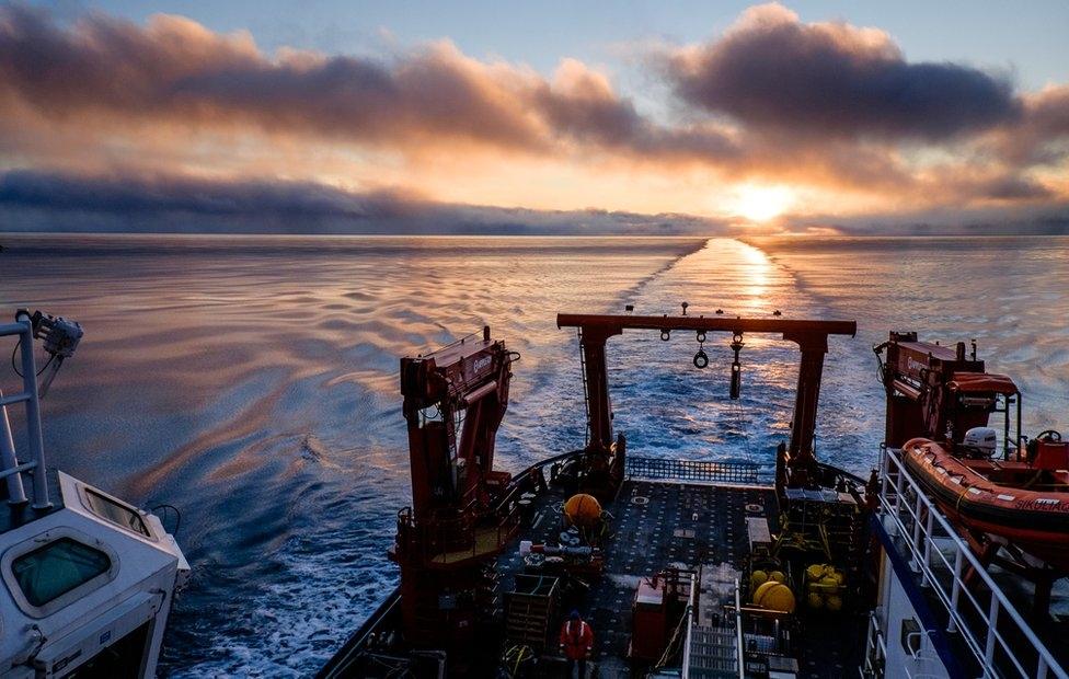 sunrise seen from the boat