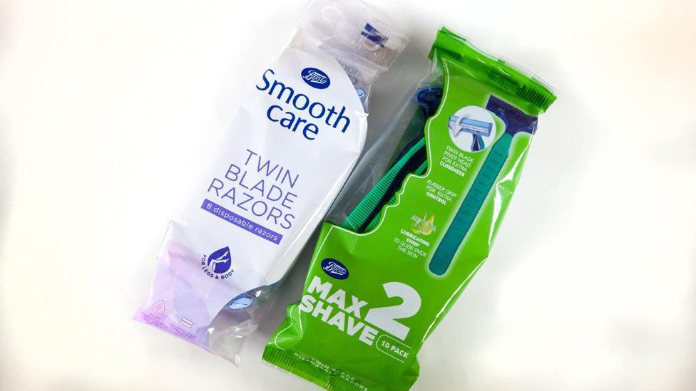 Smooth care twin blade razors (eight-pack) and men's razors (10-pack) - the women's razors are more expensive