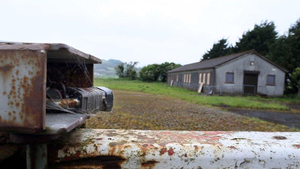 Rusting border post between Northern Ireland and the Republic of Ireland