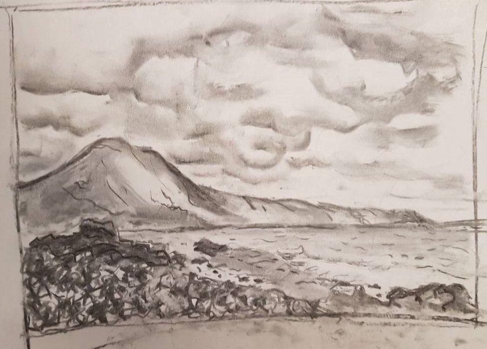 A landscape sketch by Berenice Baker