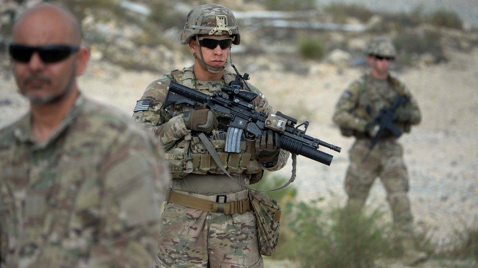 US soldiers on patrol at an Afghan National Army base in Khogyani district on August 30 2015