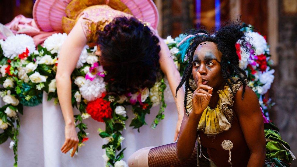 Meow Meow (Titania) and Nandi Bhebhe (First Fairy) in A Midsummer Night's Dream