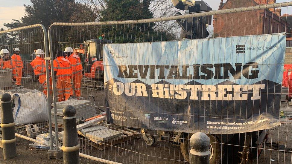 Building work by Bedford's High Street