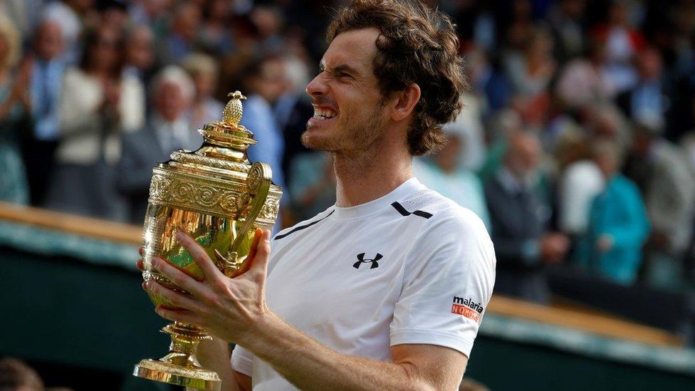 Andy Murray after beating Milos Raonic in the 2016 Wimbledon men's final