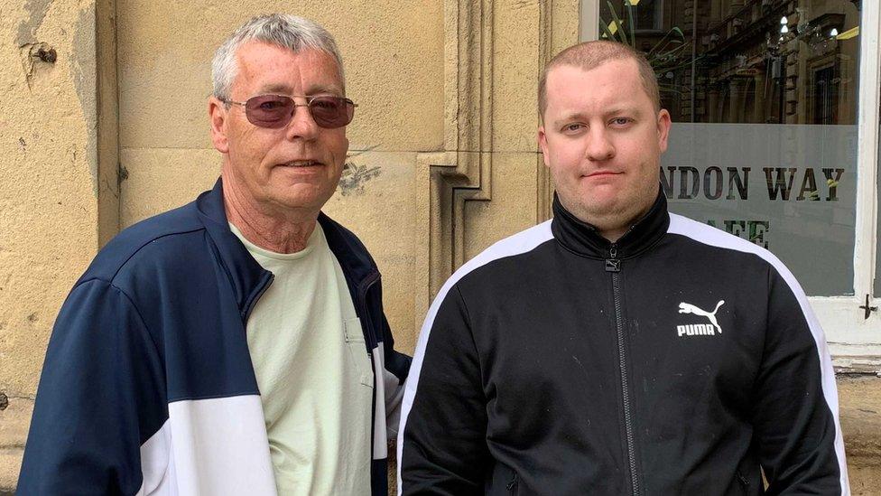 Les and Ben Mitchell (right) outside Hull station