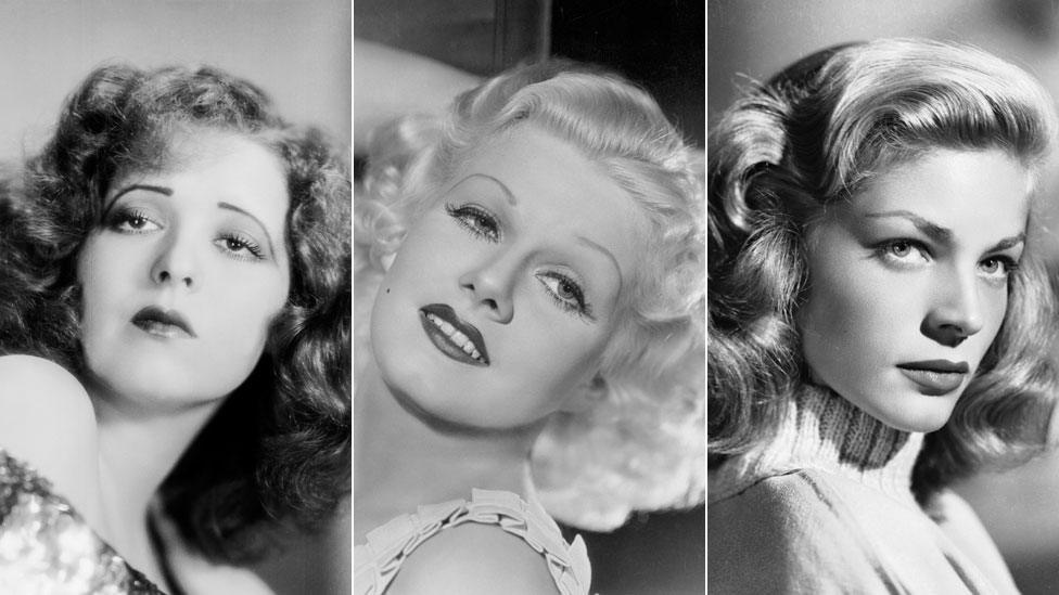 Clara Bow, Jean Harlow and Lauren Bacall