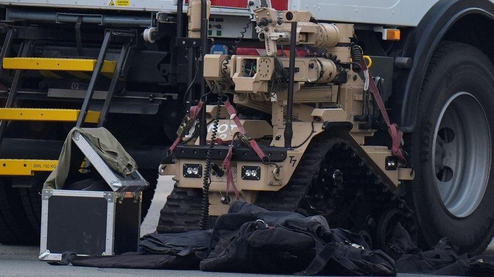 Bomb disposal equipment at the scene in Grimethorpe