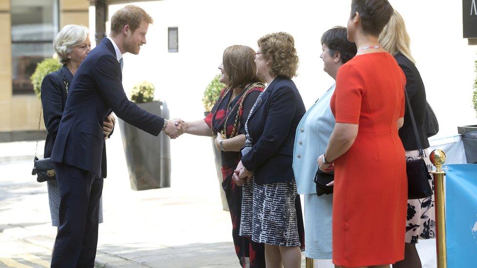 Prince Harry meeting guests in Leeds