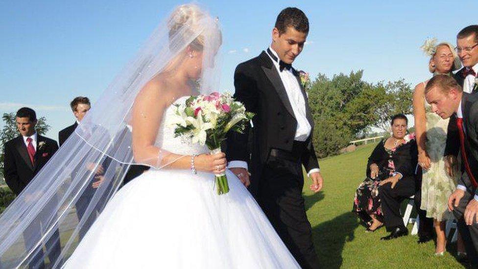 Kaitlyn and Omar Taylor on their wedding day