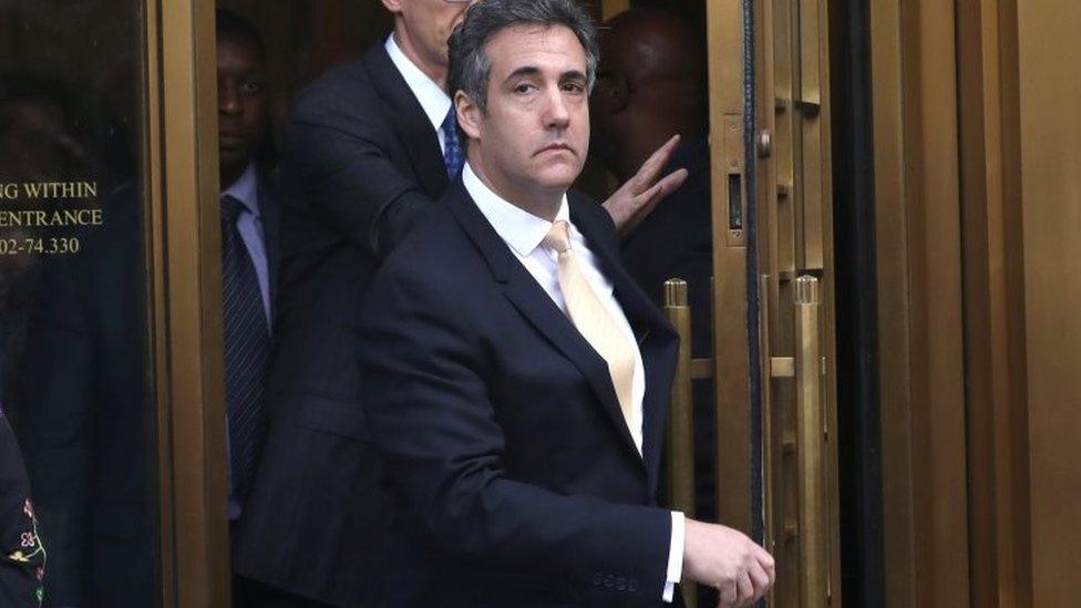 US President Donald Trump"s former lawyer, Michael Cohen, leaves a Manhattan court.