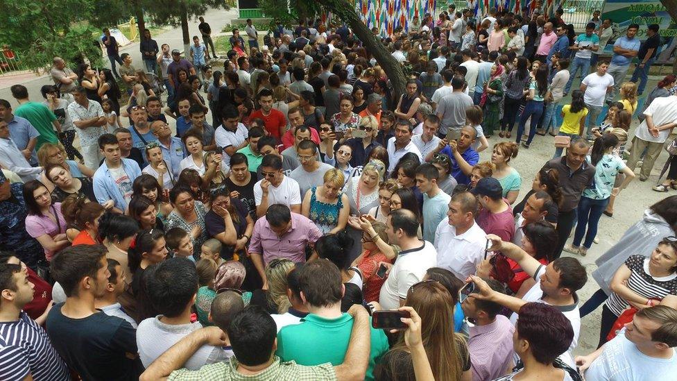 Group of petitioners in a park