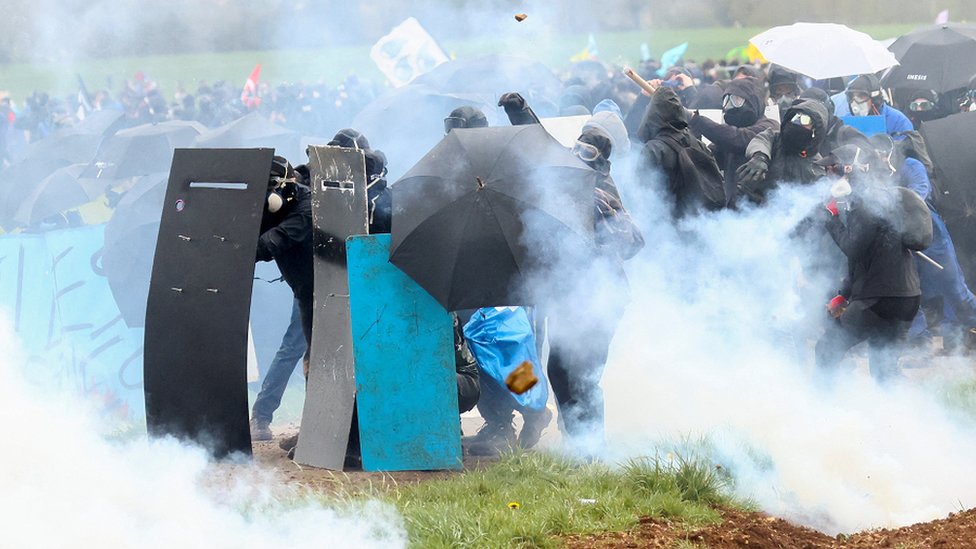 Protesters in Sainte-Soline clashed with police