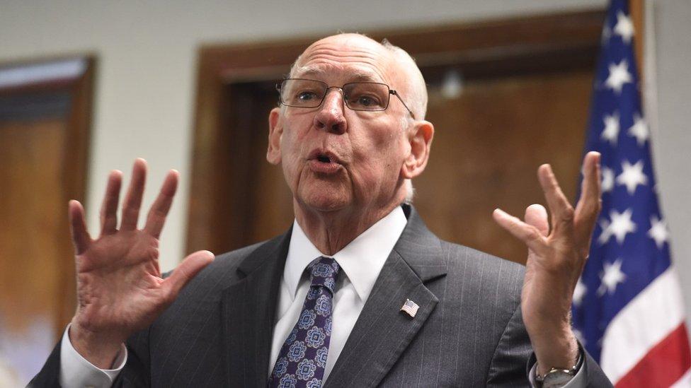 Rafael Cruz speaks to Republicans during a campaign stop