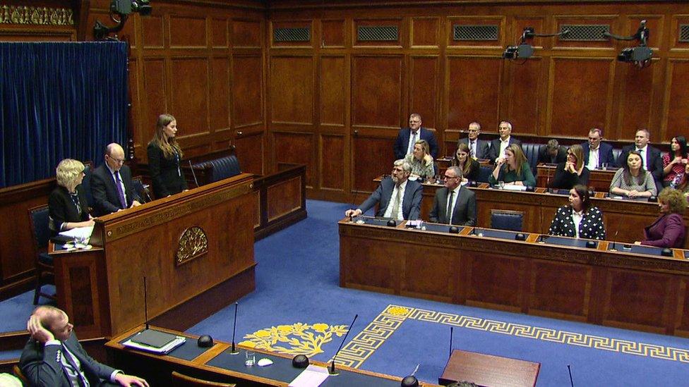 An assembly clerk read the results of the vote on Monday evening