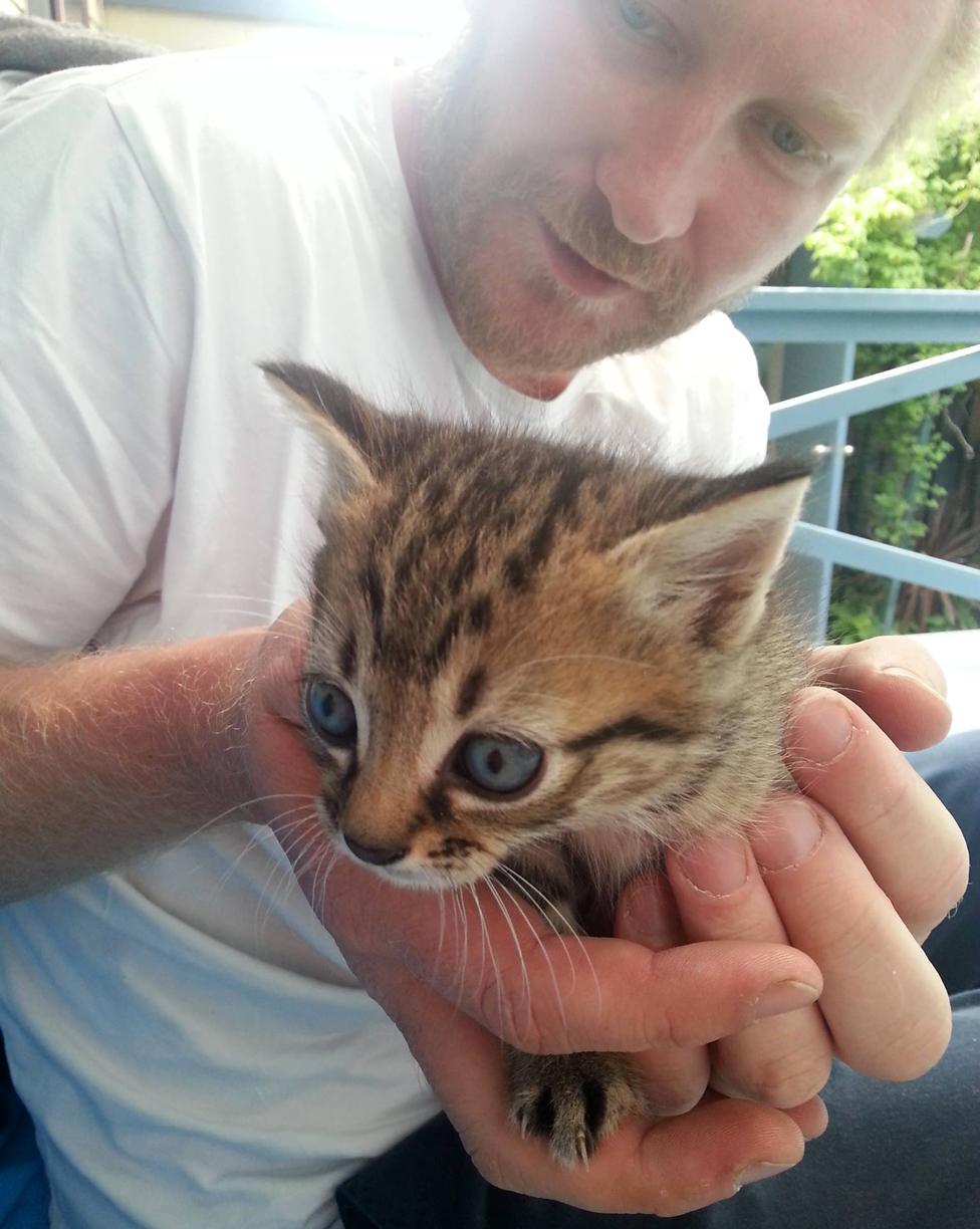 Luke Brett Moore with kitten