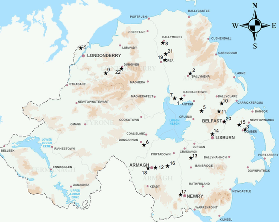 Archaeology sites distribution map