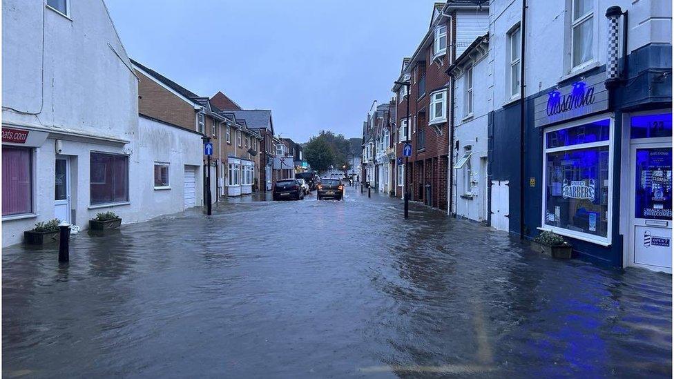 A flooded street