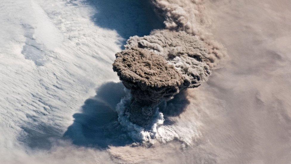 Raikoke volcano plume from space