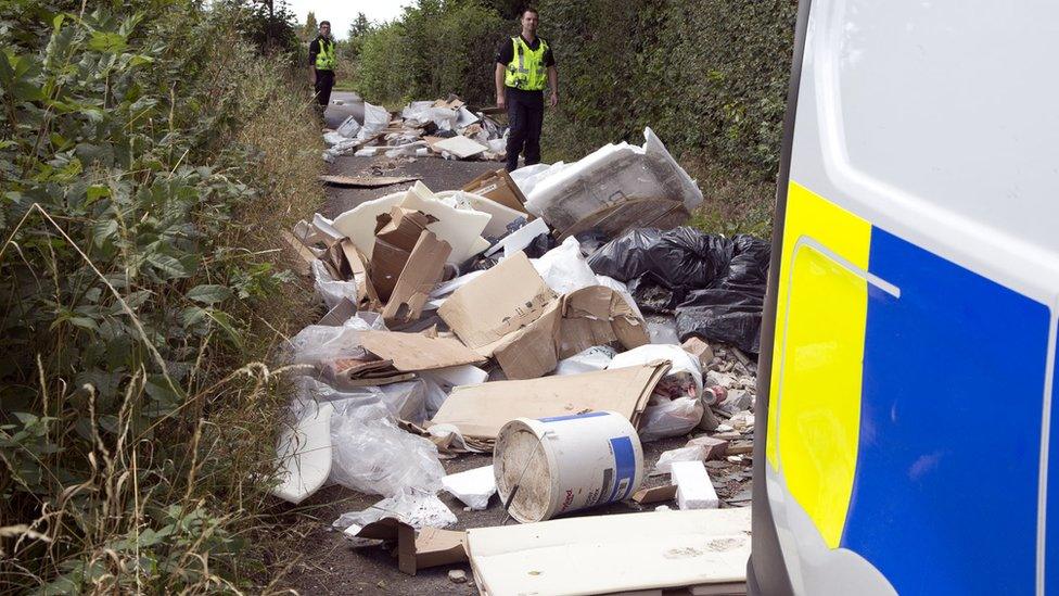 The fly-tipped rubbish