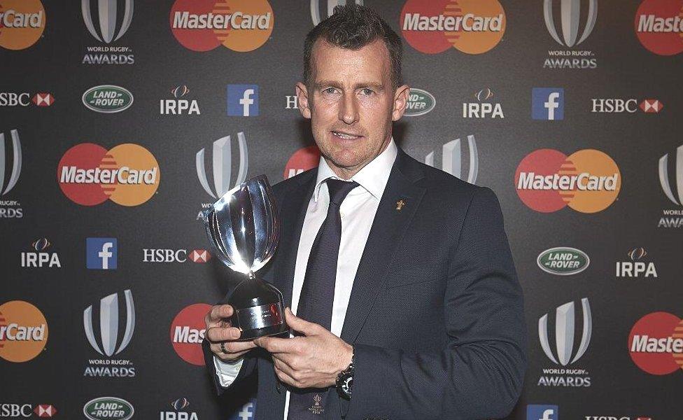 Referee of the Year Award at the World Rugby Awards in London 2015