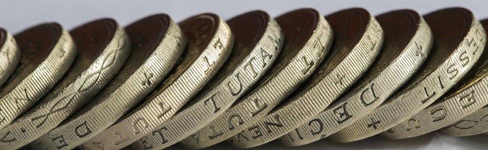 row of £1 coins