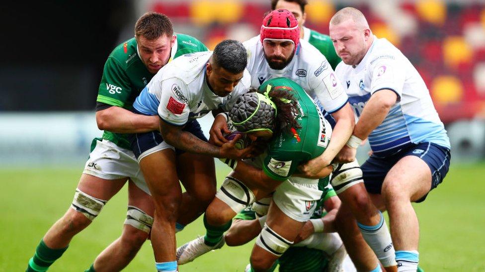 Cory Hill playing against London Irish in April 2021