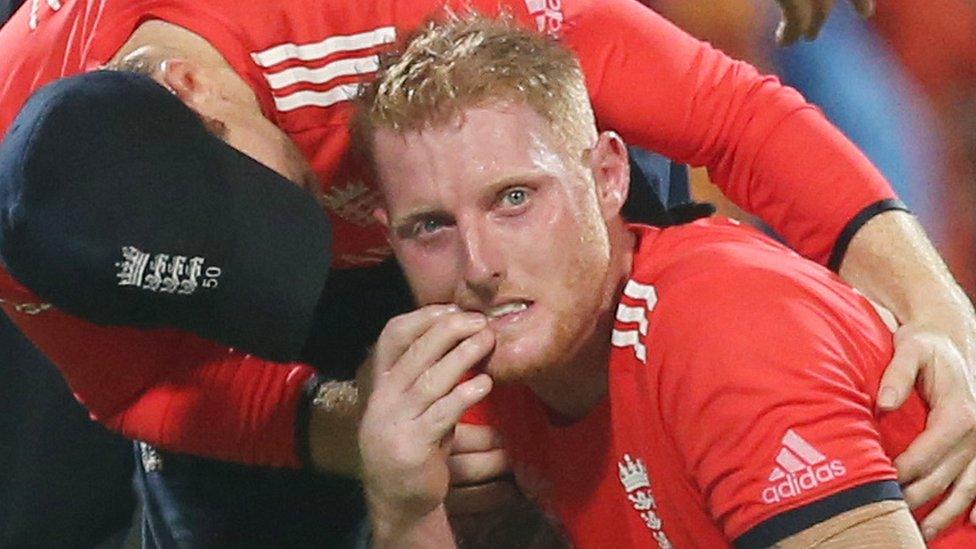 Ben Stokes is consoled by a team-mate