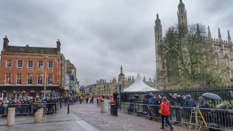 Crowds outside Great St Mary's