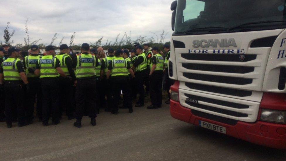 Lorry arriving at the site