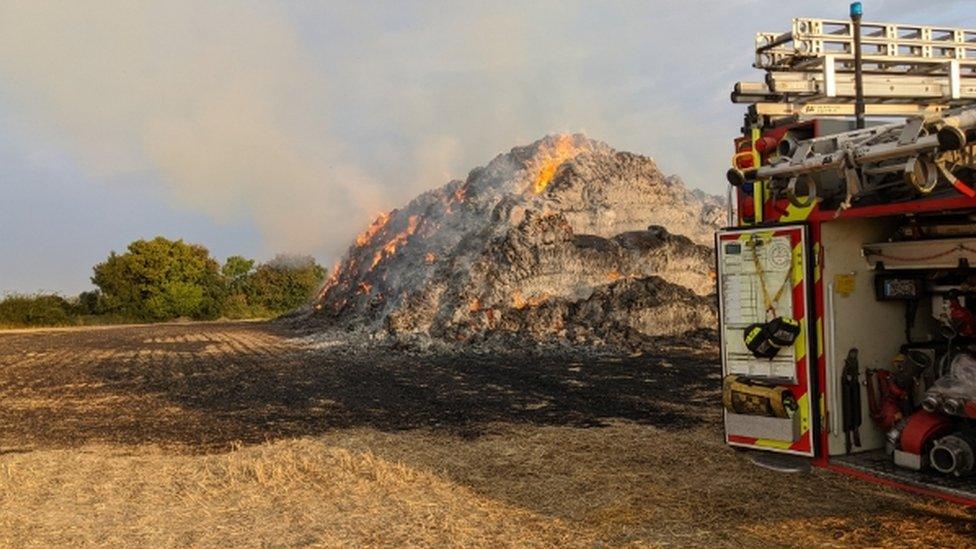 Haystack fire at Ickleton