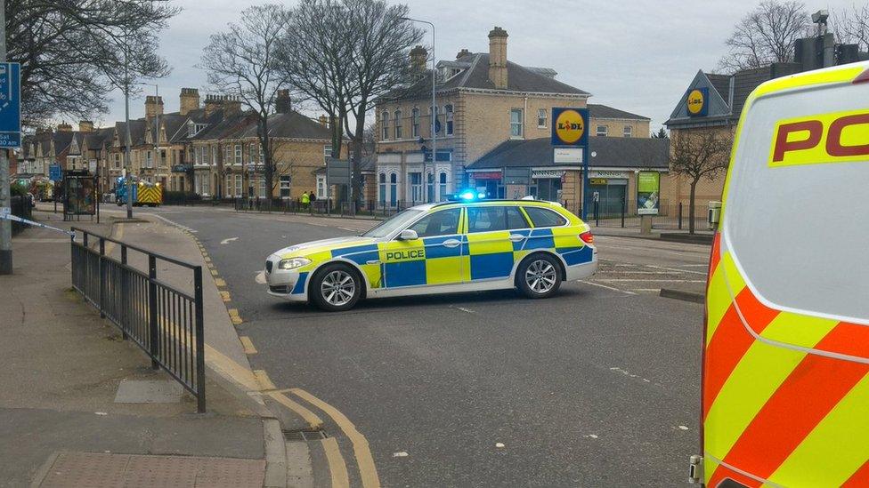 Police vehicles on Beverley Road