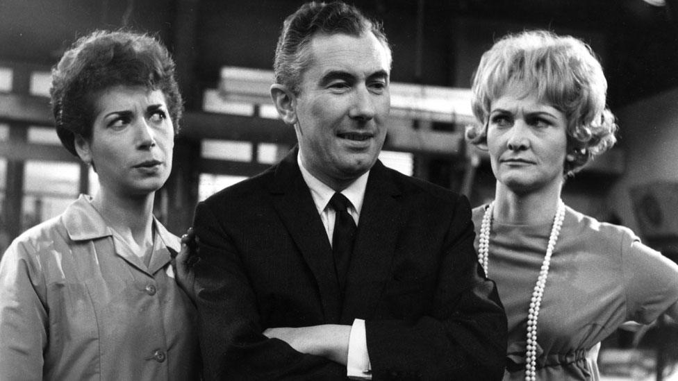 Miriam Karlin, Peter Jones and Sheila Hancock in The Rag Trade