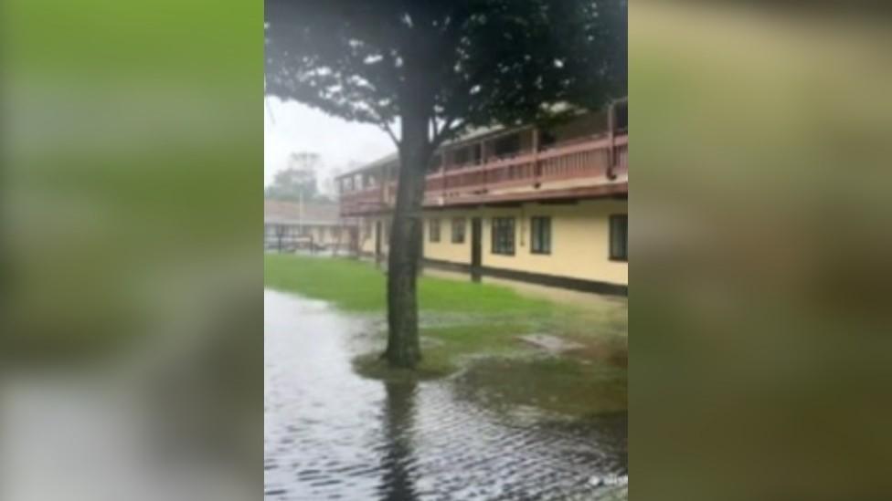 The grass flooded at Butlin's resort