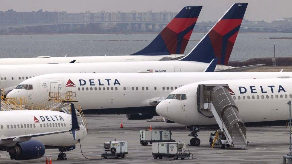 Four Delta planes at JFK airport in New York