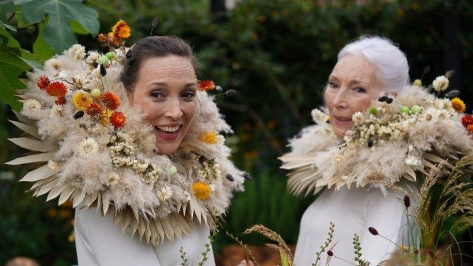 Tara (left) and Valerie Pain in the parsley box garden