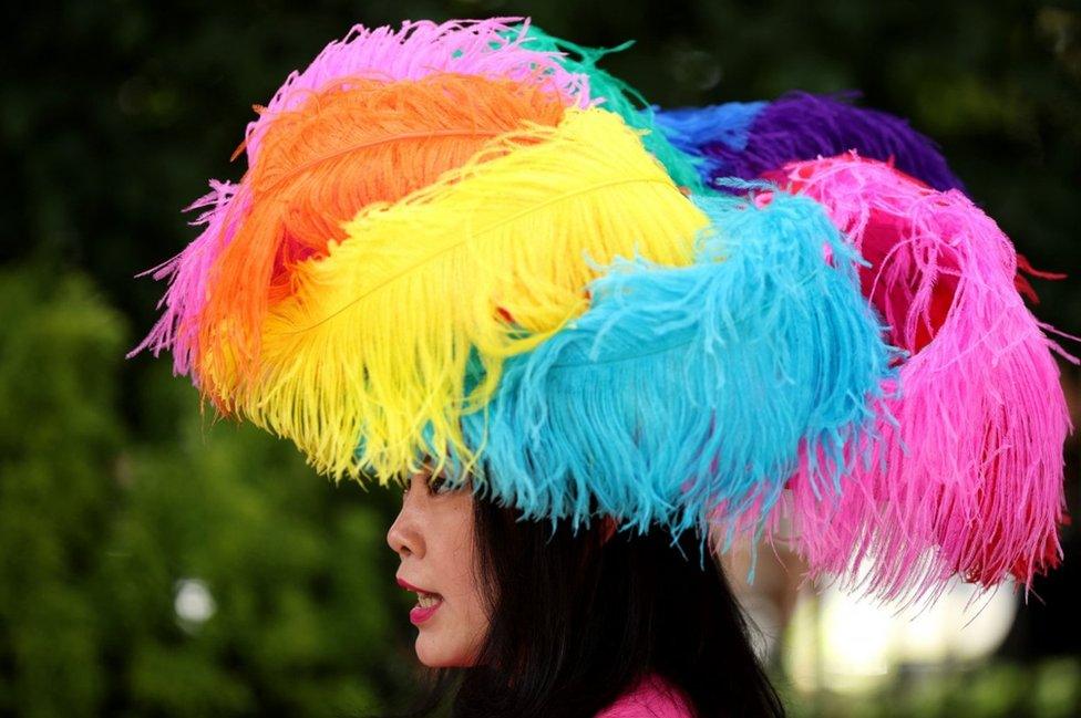 A racegoer is seen during ladies day at Royal Ascot