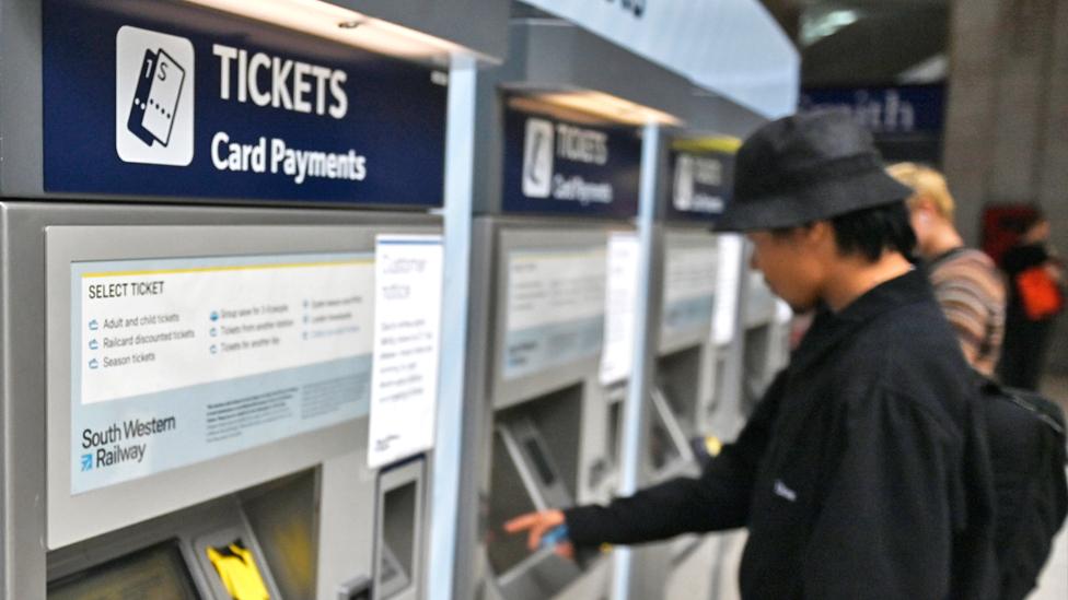 Ticket machines at Waterloo station in London on 27 July 2022