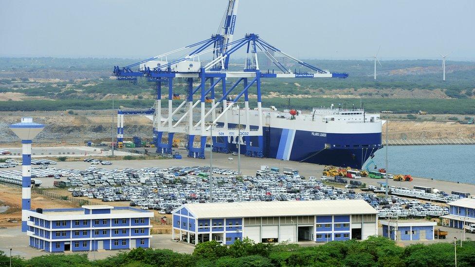 A general view of the port facility at Hambantota in February 2015.