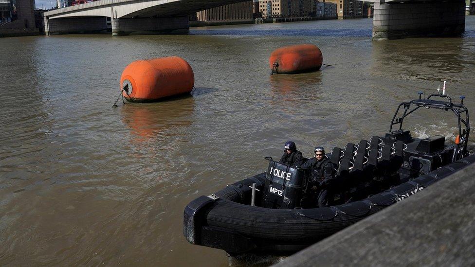 Police patrol boat on the Thames