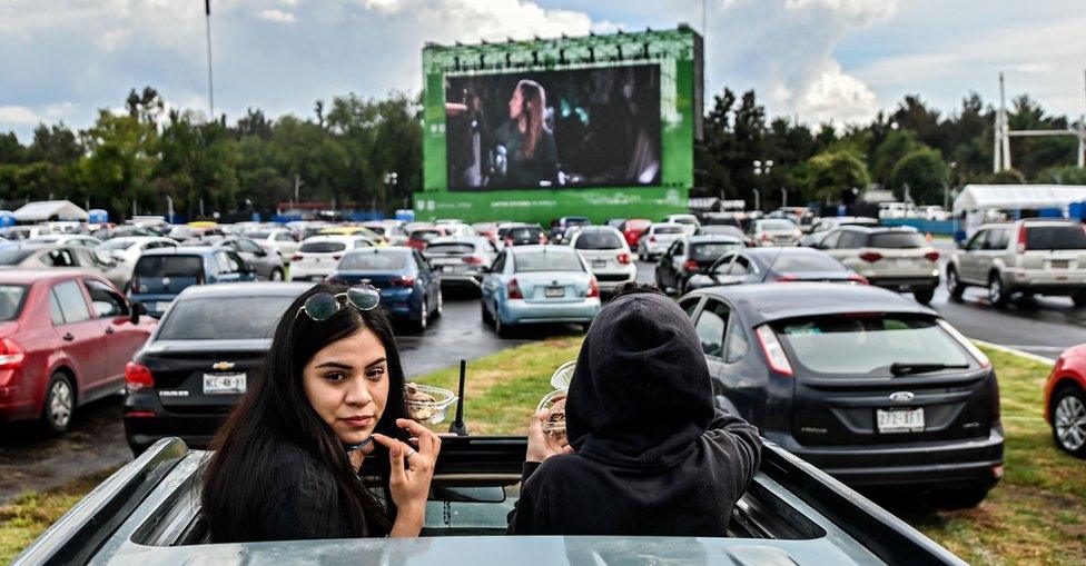 Drive-in cinema in Mexico