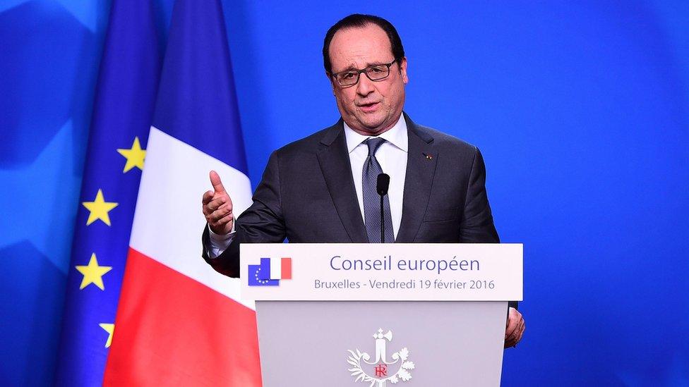 French President Francois Hollande in Brussels (19 Feb)