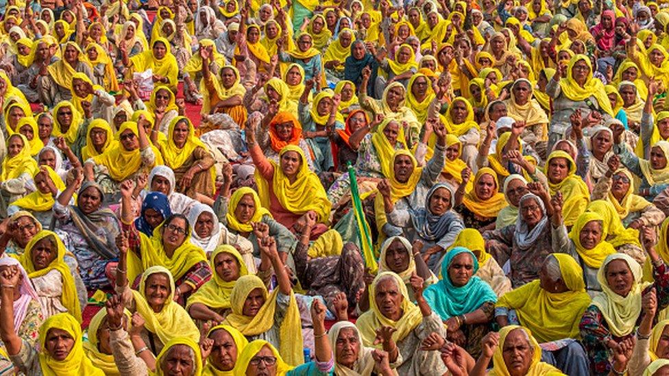 Farmers gather to mark the first anniversary of their protest against the controversial farm laws