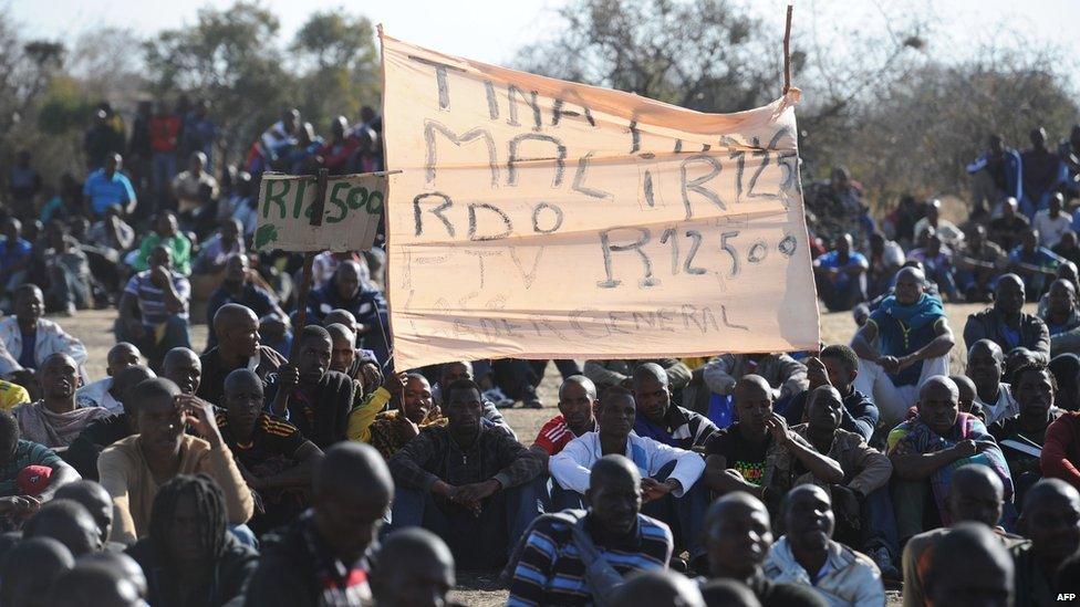 Miners at Marikana on 16 August 2012